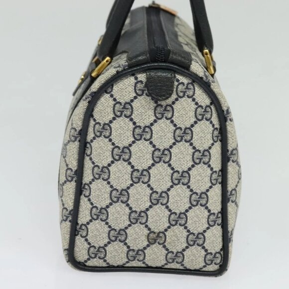 GUCCI GG Supreme Sherry Line Hand Bag PVC Navy Gold Red 40 02 006 Auth sw1342 - Picture 5 of 15